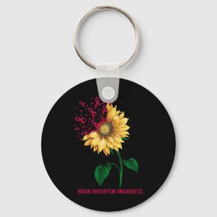 Aneurysm Awareness Sunflower Key Ring