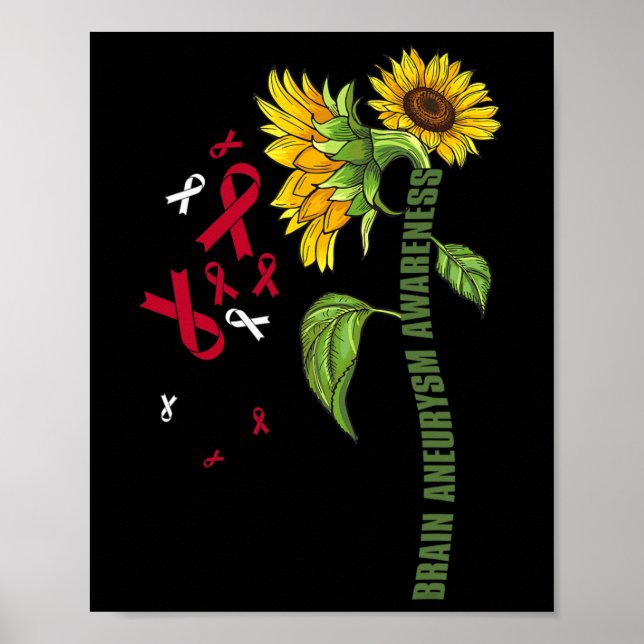 Aneurysm Awareness Sunflower Surgery Support Graph Poster (Front)
