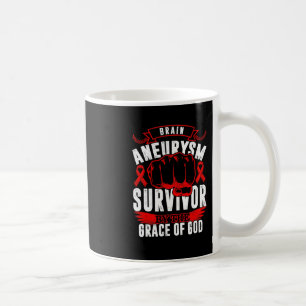 Aneurysm Awareness Survivor By God Grace Red Ribbo Coffee Mug
