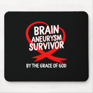 Aneurysm Awareness Survivor By God Grace Red Ribbo Mouse Pad
