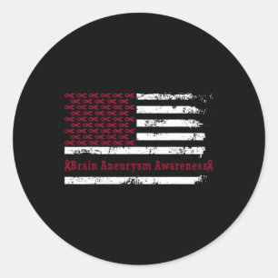 Aneurysm Awareness Usa Flag American Burgundy Classic Round Sticker