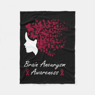 Aneurysm Awareness - Women Butterflies Hair Ribbon Fleece Blanket