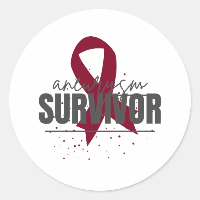 Aneurysm Survivor Sticker with Burgundy Ribbon (Front)