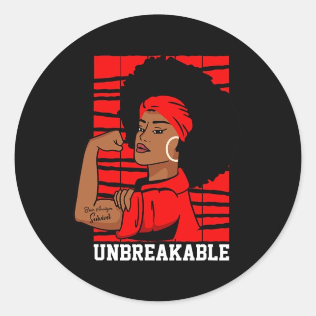 Aneurysm Unbreakable Black Women Awareness  Classic Round Sticker (Front)