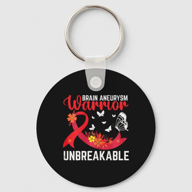 Aneurysm Warrior Unbreakable Surgery Awareness Gra Key Ring (Front)