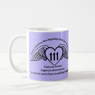 Angel 111 Numbers Purple Manifest Affirmation Name Coffee Mug