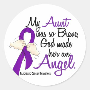 Angel 2 Aunt Pancreatic Cancer Classic Round Sticker