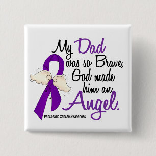 Angel 2 Dad Pancreatic Cancer 15 Cm Square Badge