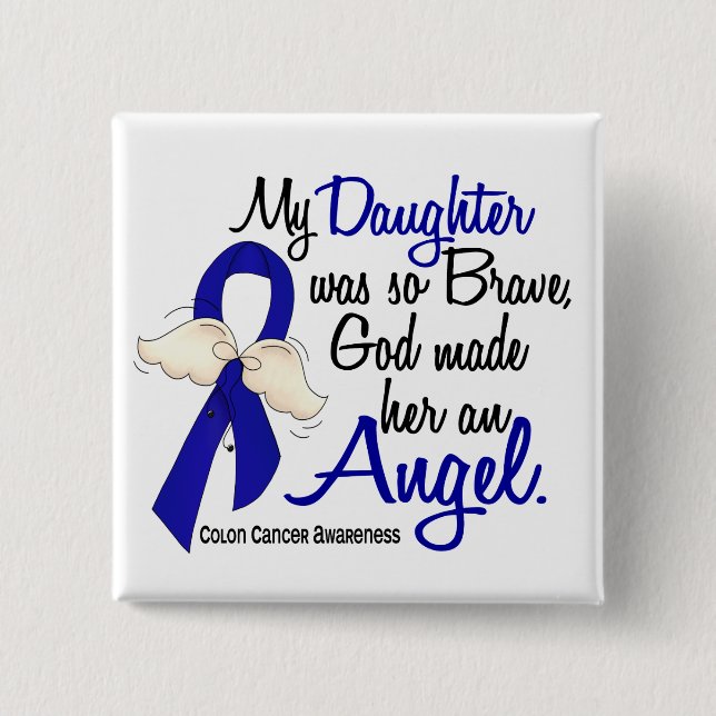 Angel 2 Daughter Colon Cancer 15 Cm Square Badge (Front)