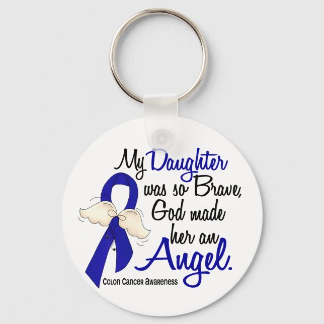 Angel 2 Daughter Colon Cancer Key Ring (Front)