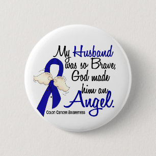 Angel 2 Husband Colon Cancer 6 Cm Round Badge