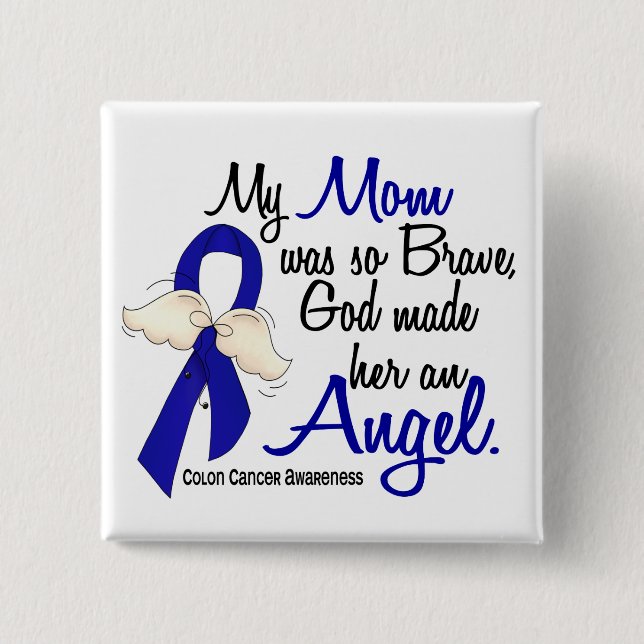 Angel 2 Mum Colon Cancer 15 Cm Square Badge (Front)
