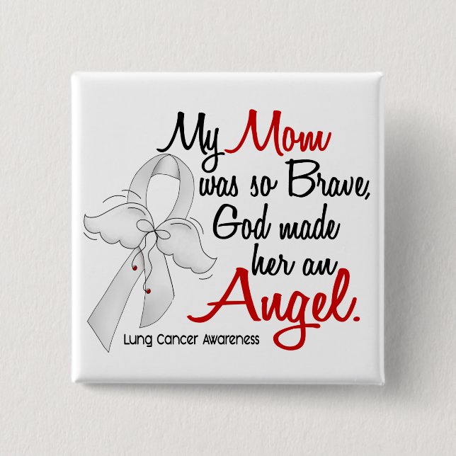 Angel 2 Mum Lung Cancer 15 Cm Square Badge (Front)