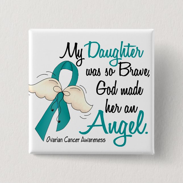 Angel 2 Ovarian Cancer Daughter 15 Cm Square Badge (Front)