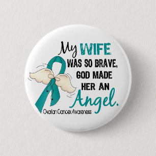Angel 2 Ovarian Cancer Wife 6 Cm Round Badge