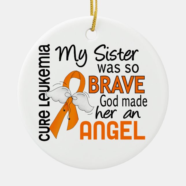 Angel 2 Sister Leukaemia Ceramic Ornament (Front)