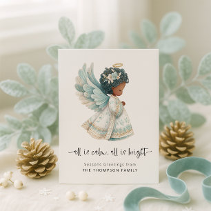 Angel All is Calm All is Bright Nativity Christmas Holiday Card