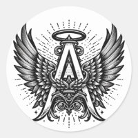 Angel Alphabet A Initial Latter Wings Halo