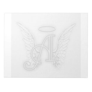 Angel Alphabet A Initial Latter Wings Halo Notepad
