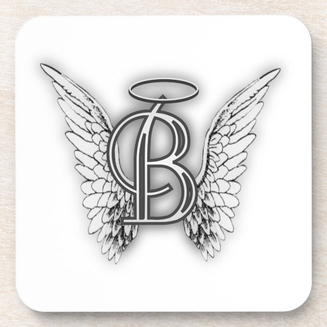 Angel Alphabet B Initial Latter Wings Halo Coaster (Front)