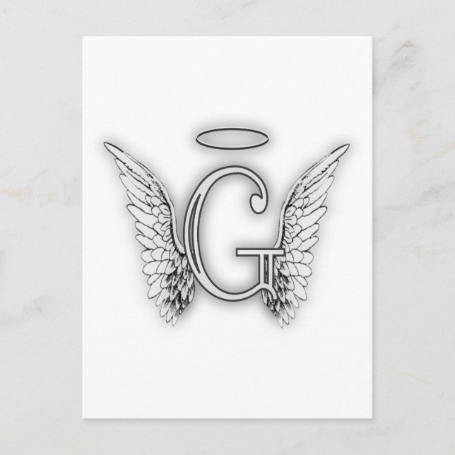 Angel Alphabet G Initial Latter Wings Halo Postcard (Front)