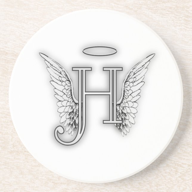 Angel Alphabet H Initial Latter Wings Halo Coaster (Front)