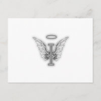 Angel Alphabet I Initial Letter Wings Halo