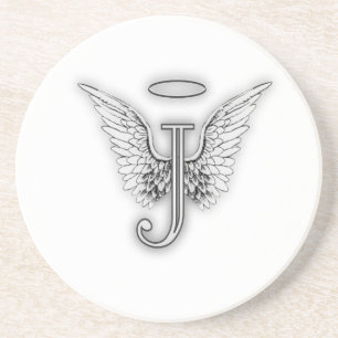 Angel Alphabet J Initial Letter Wings Halo Coaster