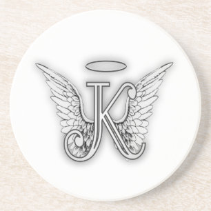 Angel Alphabet K Initial Letter Wings Halo Coaster
