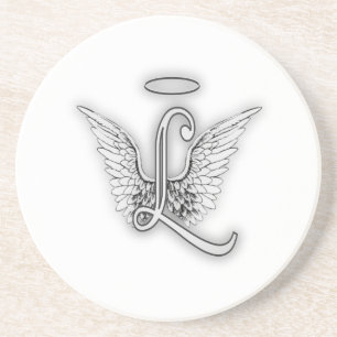 Angel Alphabet L Initial Letter Wings Halo Coaster