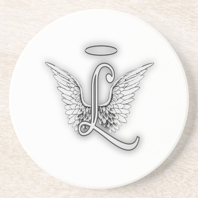 Angel Alphabet L Initial Letter Wings Halo Coaster (Front)