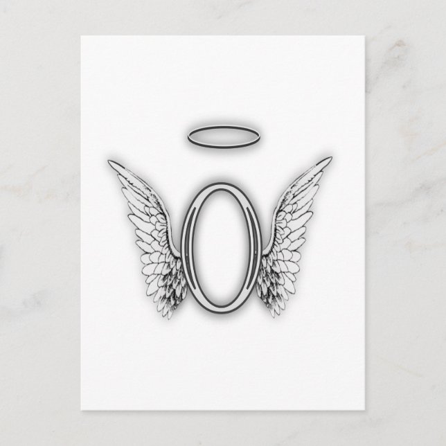 Angel Alphabet O Initial Letter Wings Halo Postcard (Front)
