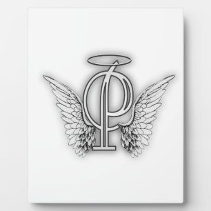 Angel Alphabet P Initial Letter Wings Halo Plaque