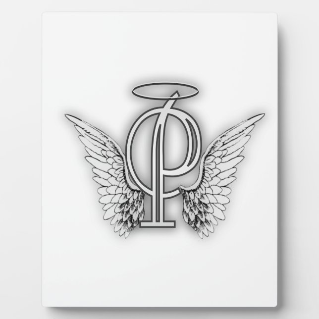 Angel Alphabet P Initial Letter Wings Halo Plaque (Front)