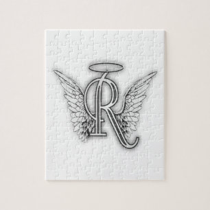 Angel Alphabet R Initial Letter Wings Halo Jigsaw Puzzle