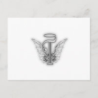 Angel Alphabet T Initial Letter Wings Halo