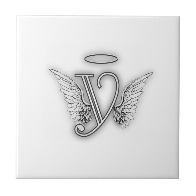 Angel Alphabet Y Initial Letter Wings Halo Tile (Front)