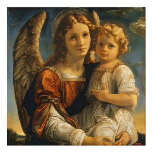 Angel and Baby Jesus Photo Print