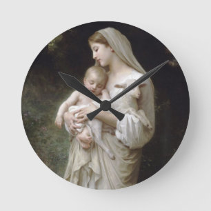 Angel and Baby Jesus Round Clock