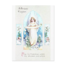 Angel and Cherubs Church Window Vintage Easter