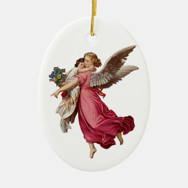 Angel and Child Ceramic Tree Decoration (Front)
