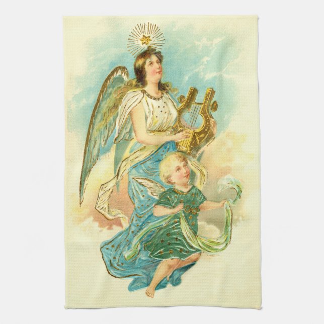 Angel and child tea towel (Vertical)