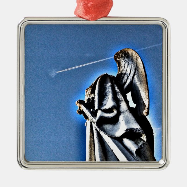 Angel and Contrail Metal Tree Decoration (Front)