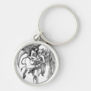 Angel and demon key ring