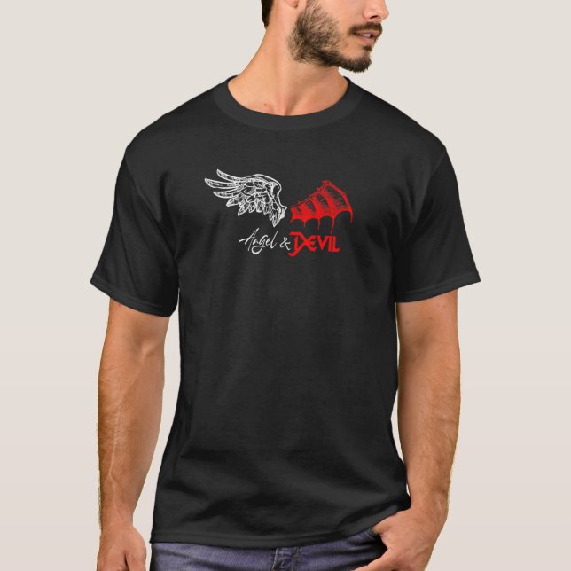 Angel And Devil  Angel And Devil Wings Design T-Shirt (Front)