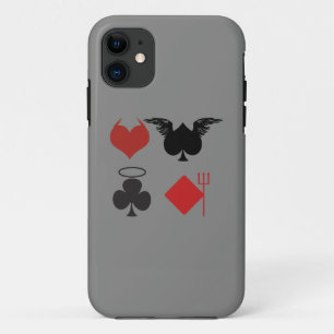 Angel and Devil Card Suits Dark Grey iPhone 11 Case