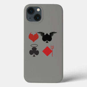Angel and Devil Card Suits Dark Grey iPhone 13 Case
