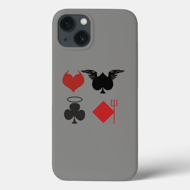 Angel and Devil Card Suits Dark Grey iPad Case (Back)