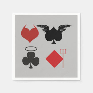 Angel and Devil Card Suits Grey Paper Napkin