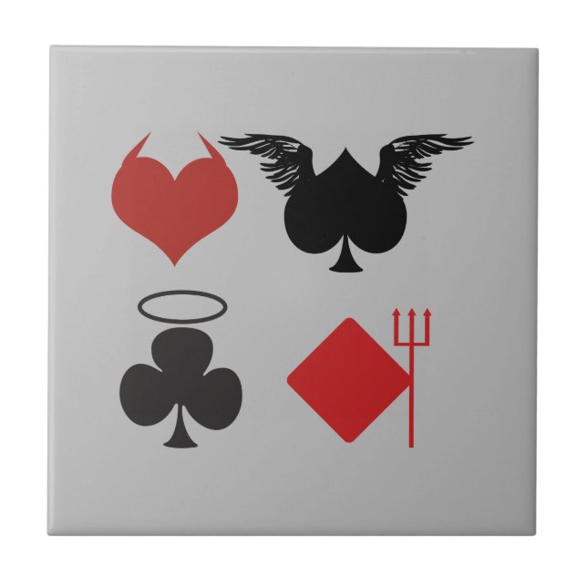 Angel and Devil Card Suits Grey Tile (Front)